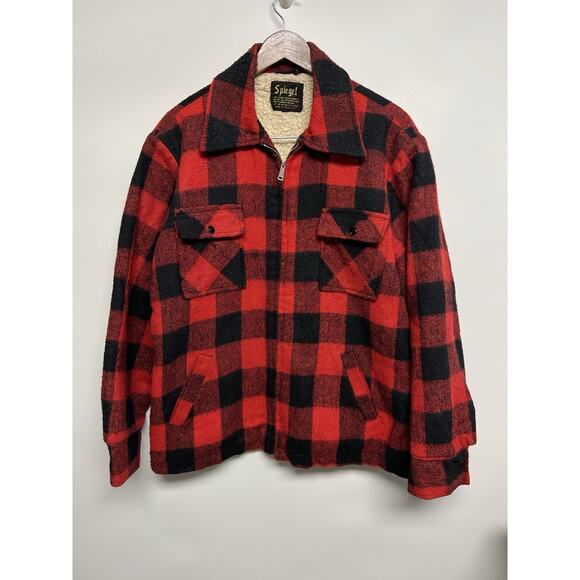 ASO Vintage 70s Mens L Buffalo Plaid Wool Hunting Coat Alternative Ed Gein - Picture 2 of 16